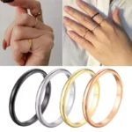 Stainless Steel Finger Ring Women Ring 2mm Couple Ring Circle Plain