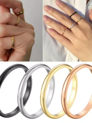 Stainless Steel Finger Ring Women Ring 2mm Couple Ring Circle Plain