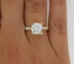 1 Ct Pave 4 Prong Round Cut Diamond Engagement Ring SI2 H Yellow Gold 18k