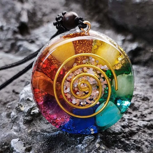 7 Chakra Stone Orgonite Healing Pendant Natural Gemstone Resin Charm Necklace