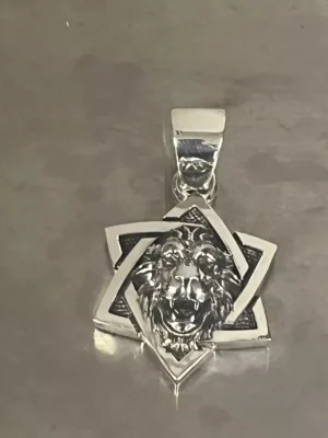 Star of David Lion of Judah Jerusalem Shema Israel Charm Pendant Sterling Silver