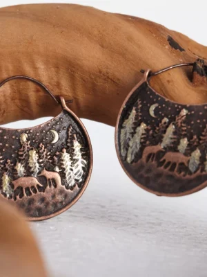 1 Pair Of Elaborately Handcrafted Earrings Made Of S925 Silver Bronze Finish