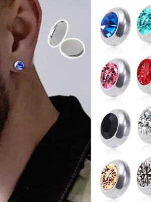Stainless Steel Magnetic Stud Earrings 8MM For Women Men Non-Piercing Clip On US